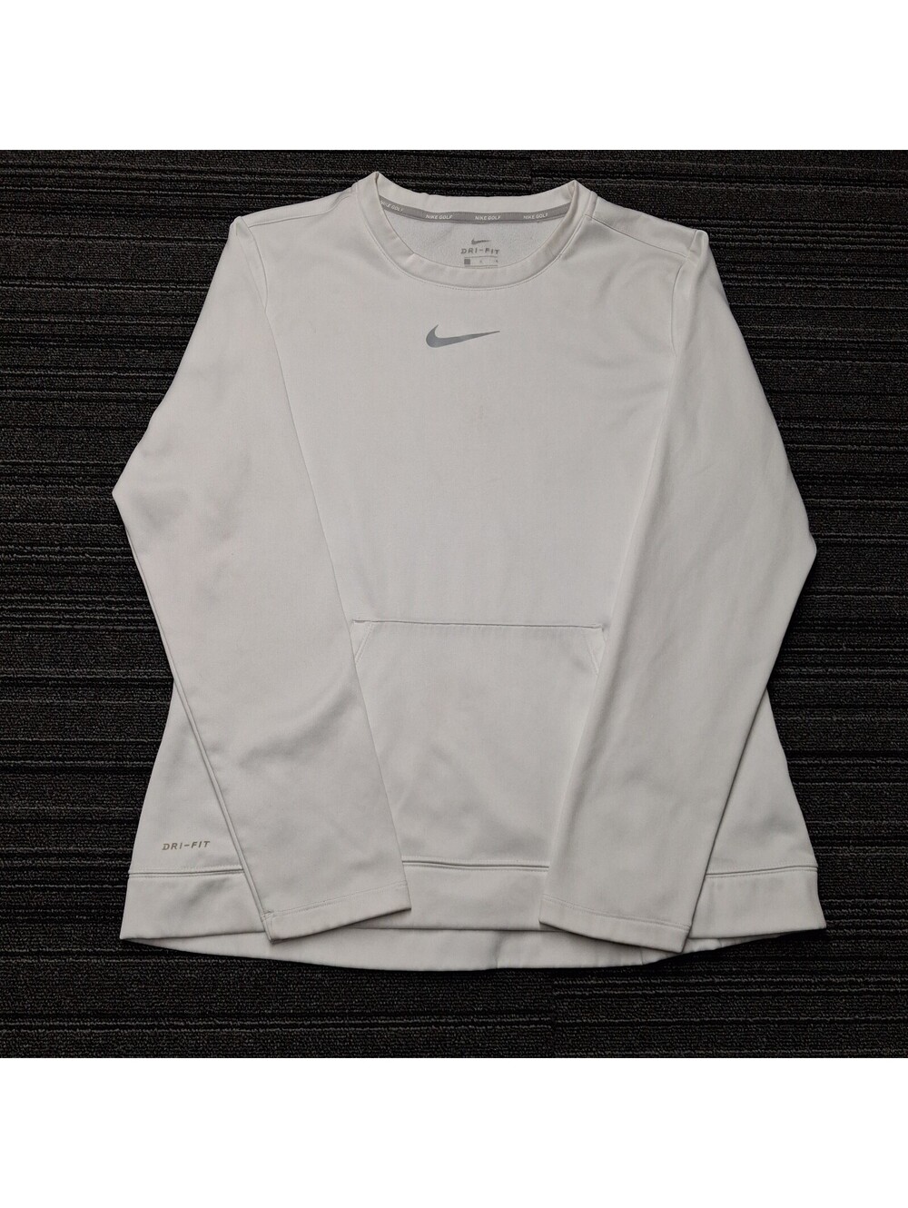 Nike Golf Womens Large Gray Dri-FIT Crewneck Pullover Sweatshirt Kangaroo Pocket